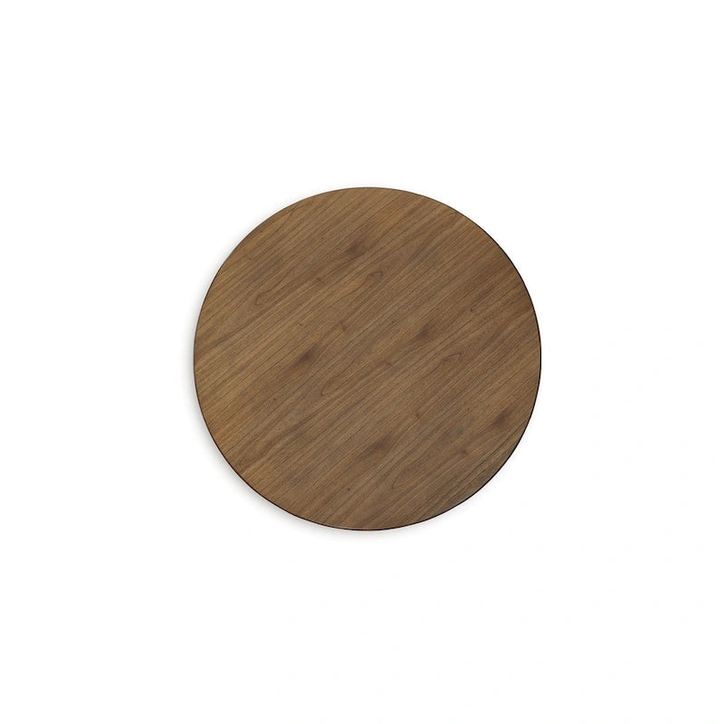 Dining Table, 42 Inch Round Brown Top, Dark Blue Pedestal Base