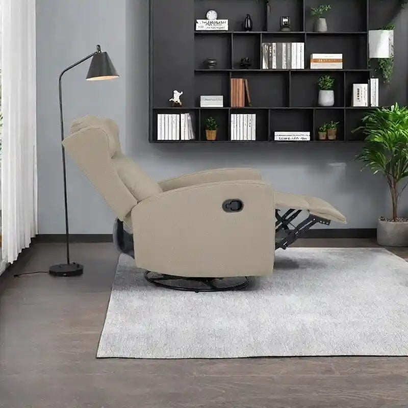 Rocking Swivel Recliner Chair for Living Room, 360 Degree Swivel, Adjustable Modern Reclining Chair with Lumbar Support