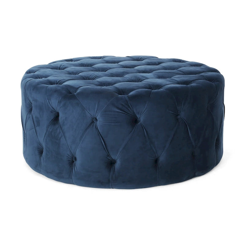 Pouf rond capitonné en velours Modern Glam