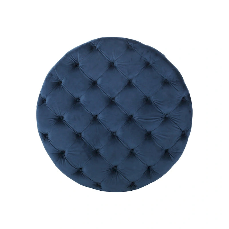 Pouf rond capitonné en velours Modern Glam