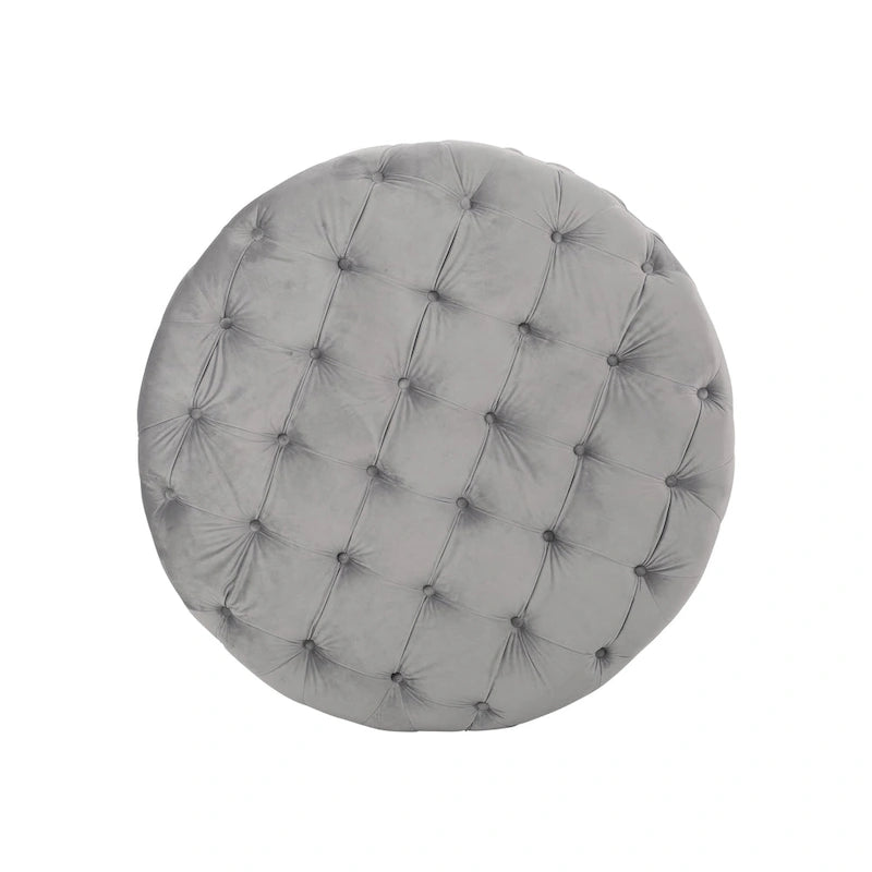 Pouf rond capitonné en velours Modern Glam