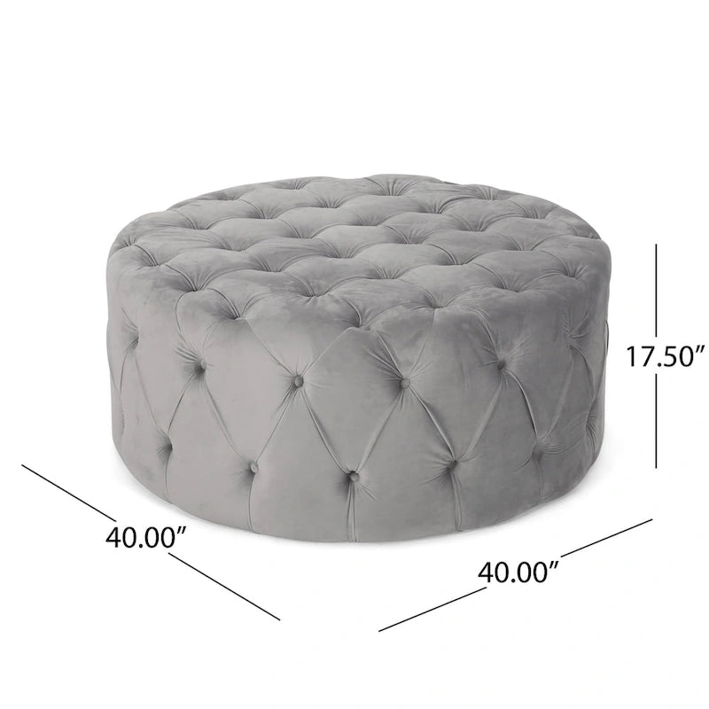 Pouf rond capitonné en velours Modern Glam