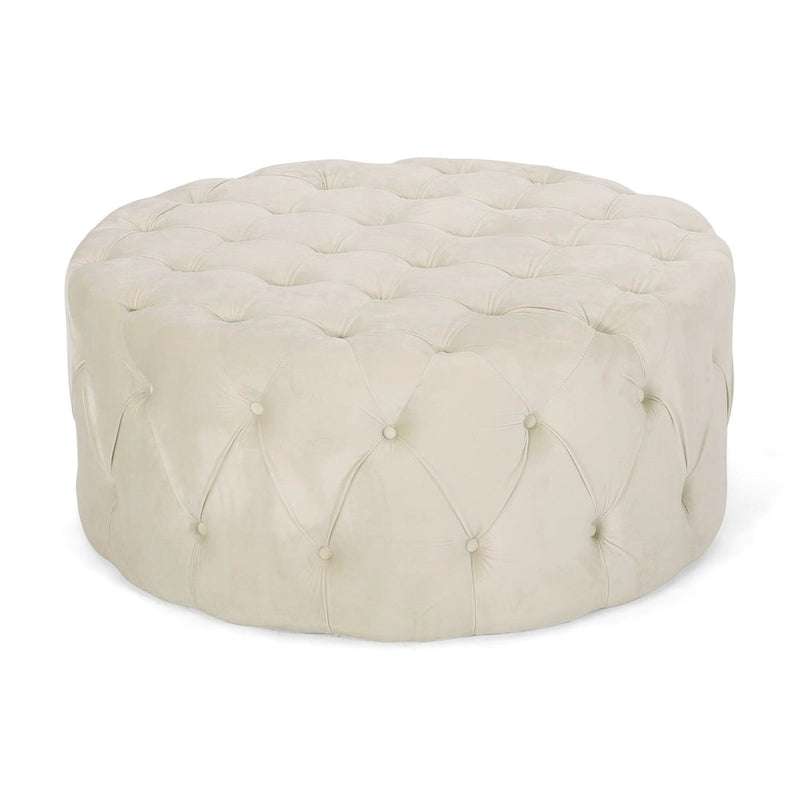 Pouf rond capitonné en velours Modern Glam