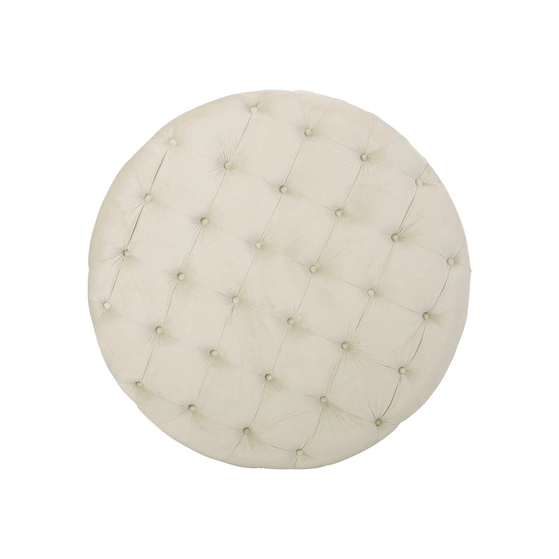 Pouf rond capitonné en velours Modern Glam