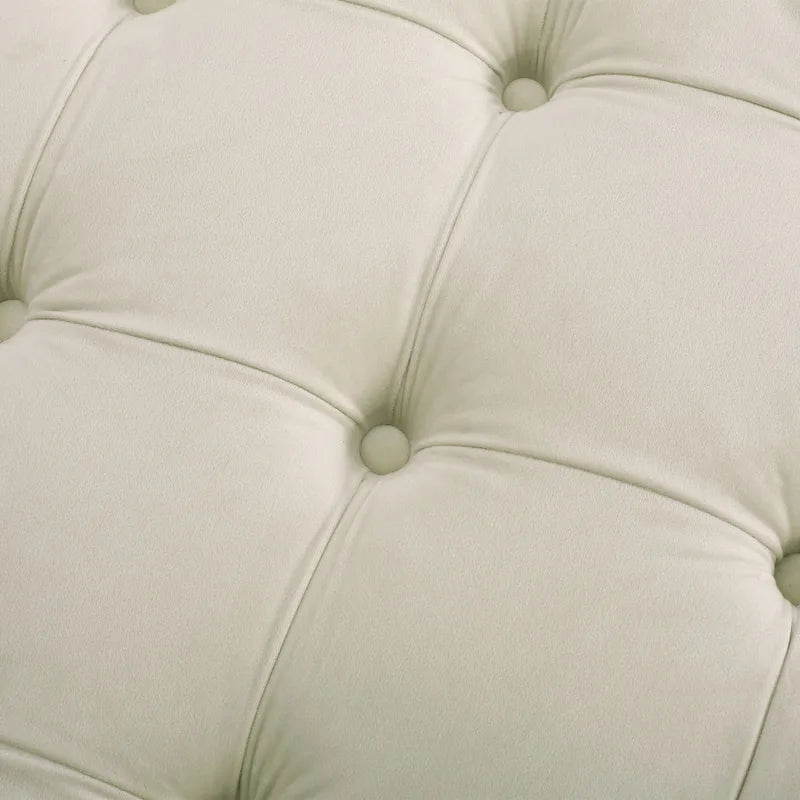 Pouf rond capitonné en velours Modern Glam
