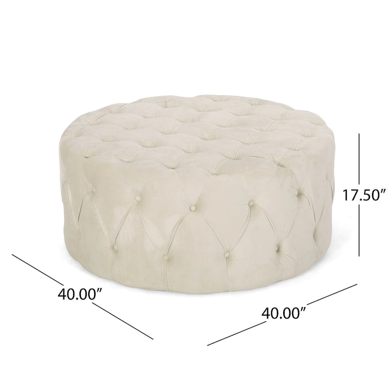 Pouf rond capitonné en velours Modern Glam
