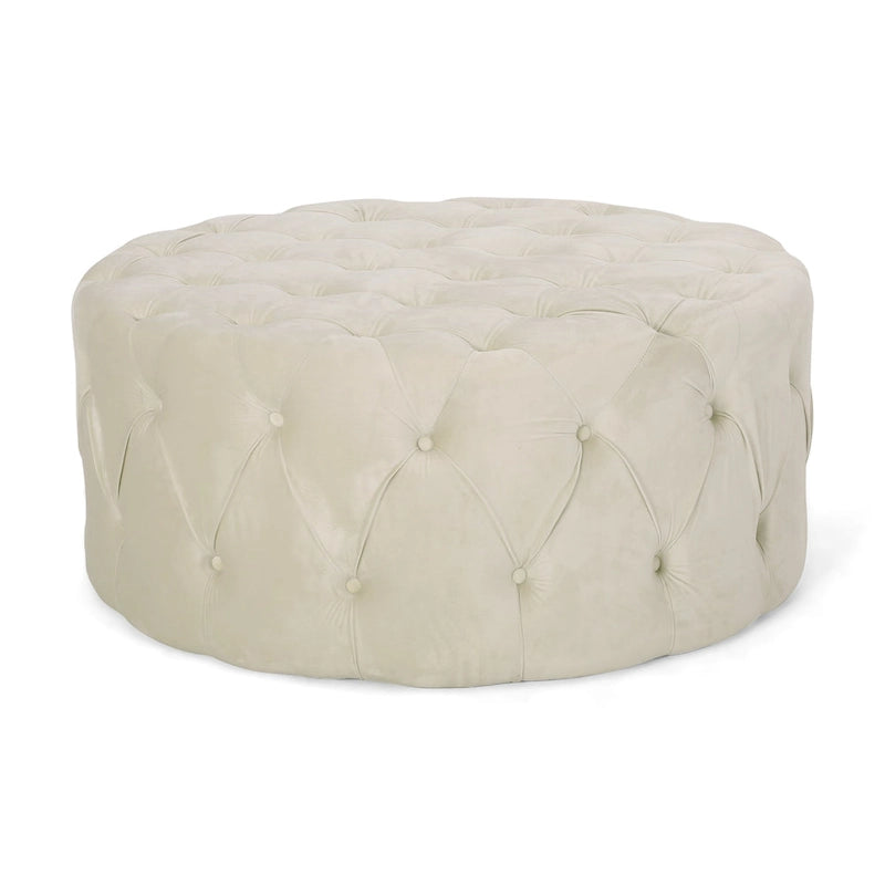 Pouf rond capitonné en velours Modern Glam