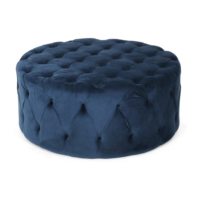 Pouf rond capitonné en velours Modern Glam