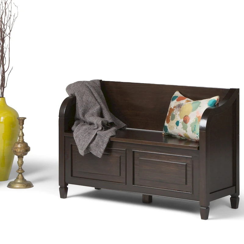 Banc de rangement traditionnel en BOIS MASSIF de 42 po de large pour entrée - 42 L x 18 P x 29,5 H