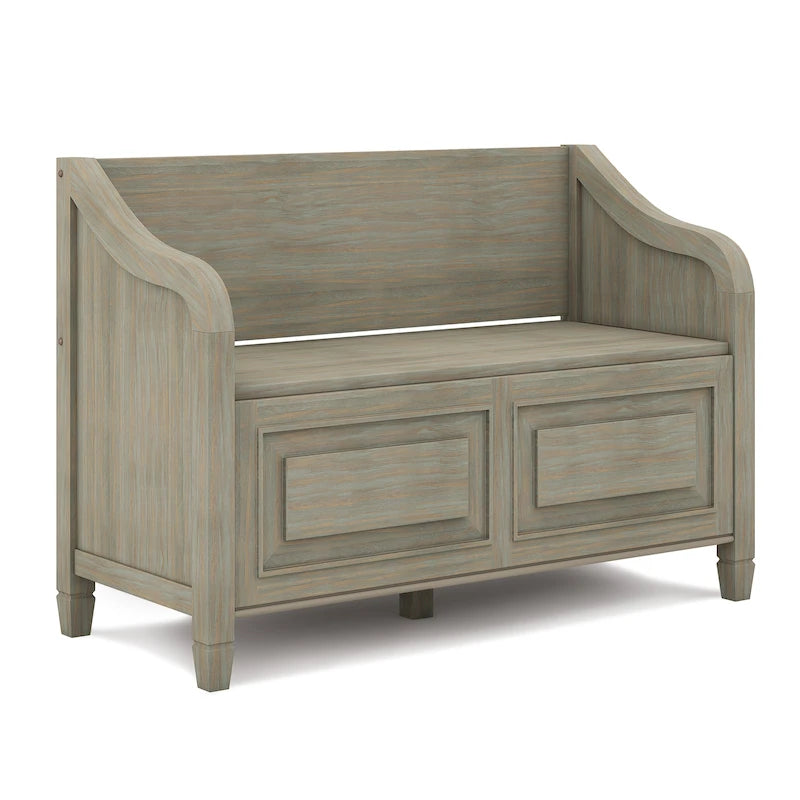SOLID WOOD 42 inch Wide Traditional Entryway Storage Bench - 42 W x 18 D x 29.5 H