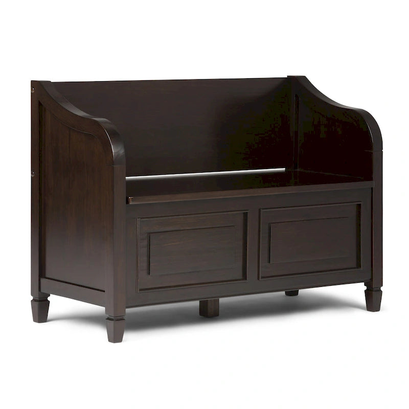 Banc de rangement traditionnel en BOIS MASSIF de 42 po de large pour entrée - 42 L x 18 P x 29,5 H
