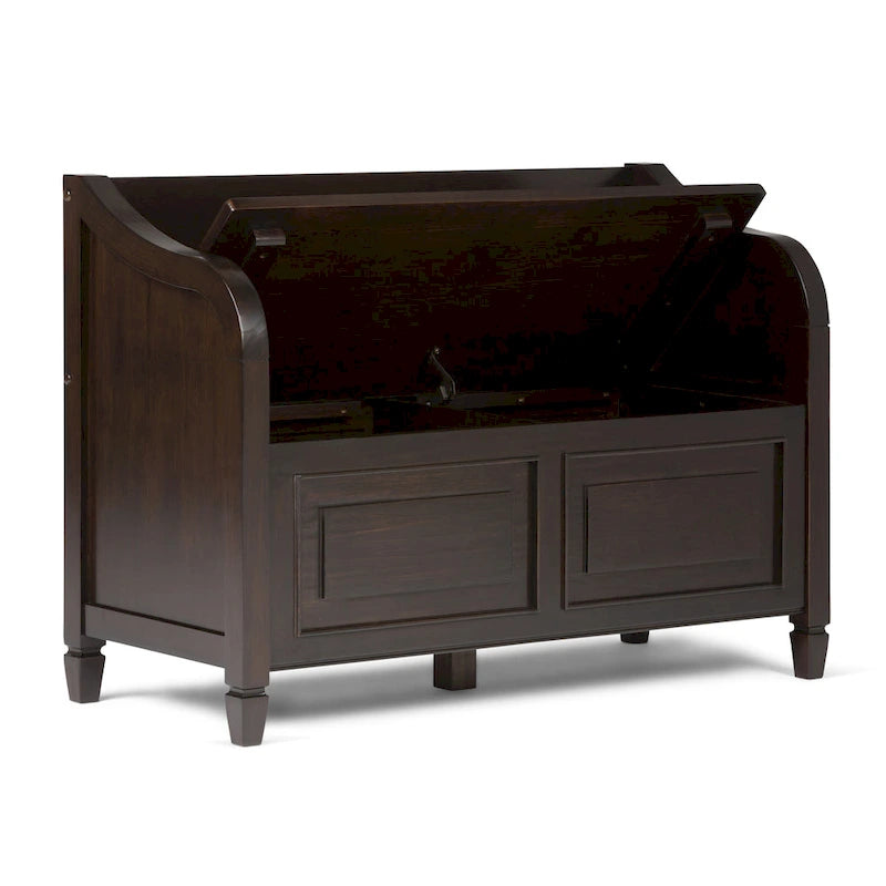SOLID WOOD 42 inch Wide Traditional Entryway Storage Bench - 42 W x 18 D x 29.5 H