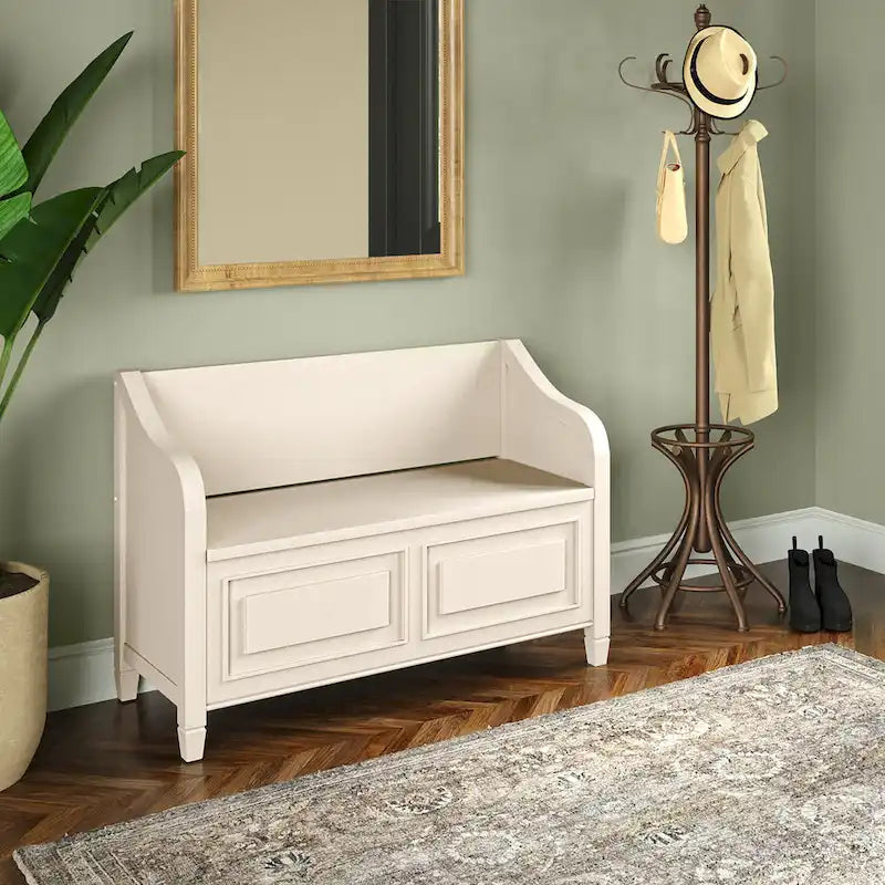 Banc de rangement traditionnel en BOIS MASSIF de 42 po de large pour entrée - 42 L x 18 P x 29,5 H