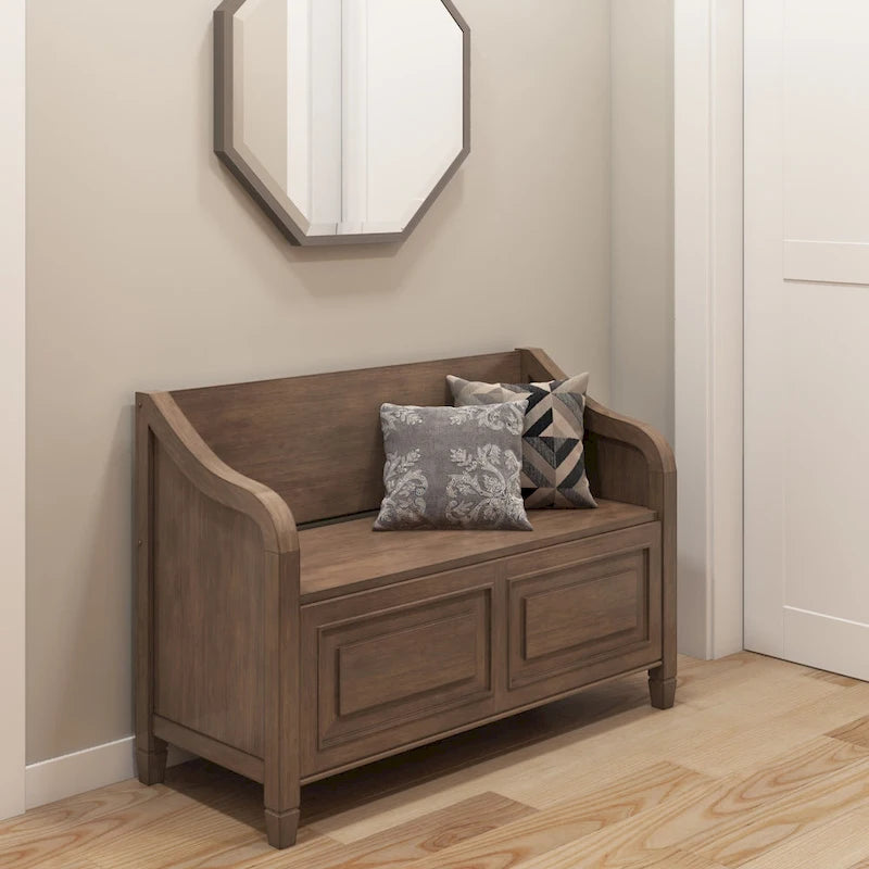 SOLID WOOD 42 inch Wide Traditional Entryway Storage Bench - 42 W x 18 D x 29.5 H