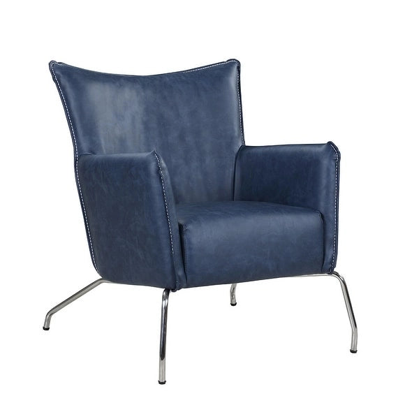 Blue Accent Chair with Steel Frame