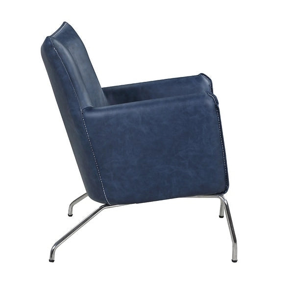Blue Accent Chair with Steel Frame