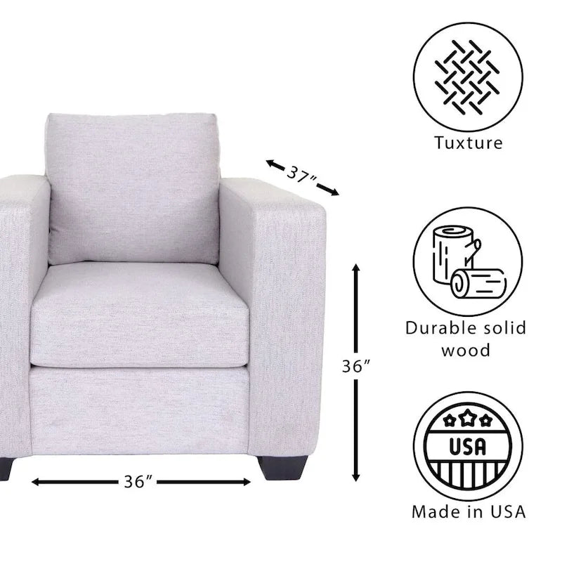 Contemporary Sofa Chair Polyester Fabric Solid Wood Frame Upholstered