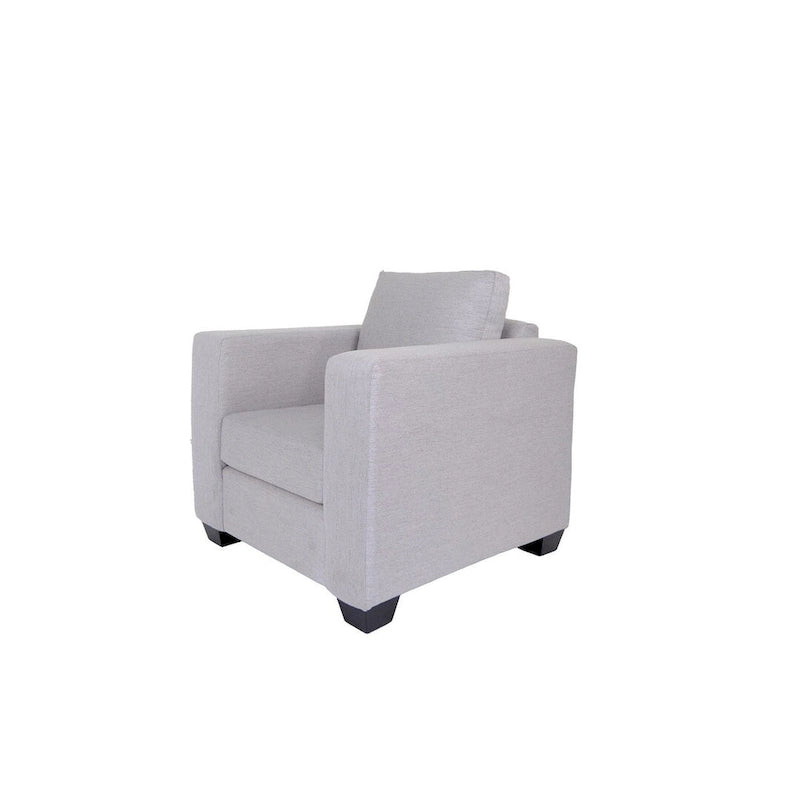 Fauteuil contemporain en tissu polyester et structure en bois massif, rembourré
