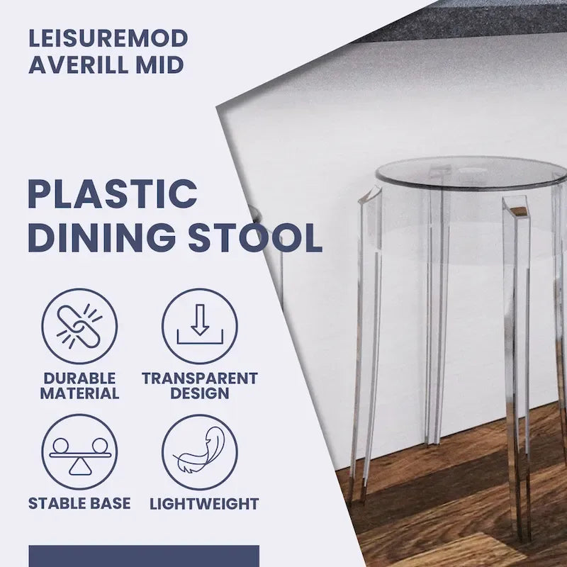 18 in. High Backless Acrylic Counter Stool with Round Seat and Foot Rest - 18.1
