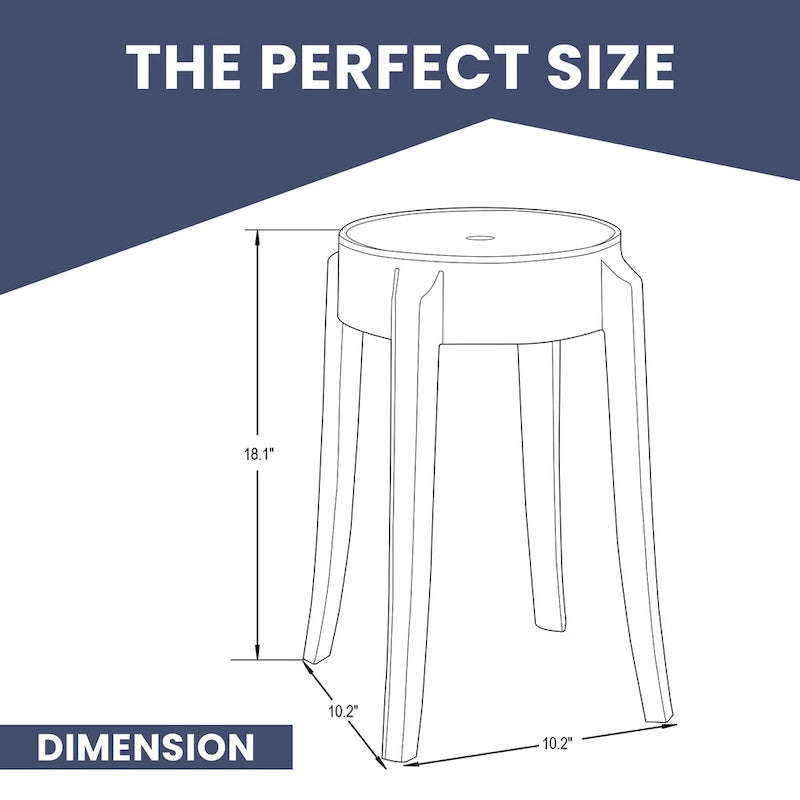 18 in. High Backless Acrylic Counter Stool with Round Seat and Foot Rest - 18.1