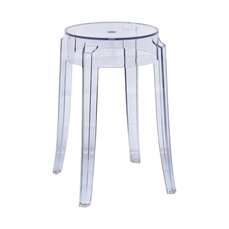 18 in. High Backless Acrylic Counter Stool with Round Seat and Foot Rest - 18.1