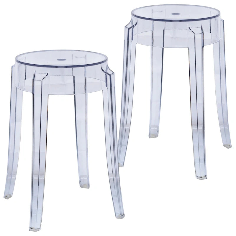 18 in. High Backless Acrylic Counter Stool with Round Seat and Foot Rest - 18.1