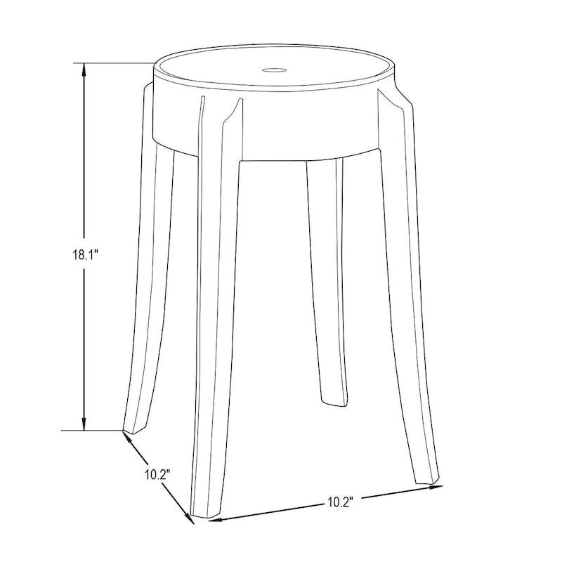 18 in. High Backless Acrylic Counter Stool with Round Seat and Foot Rest - 18.1