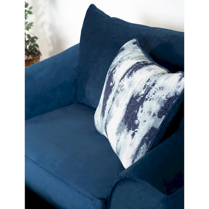 Fabric Pillowback Chair in Navy Blue