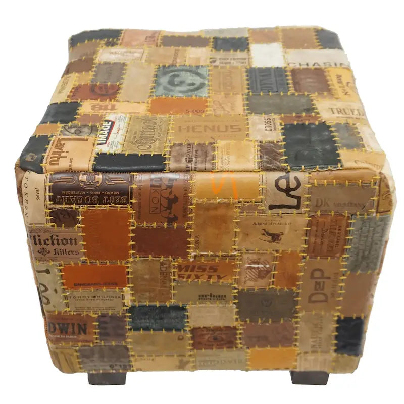 Leather Cube Pouf