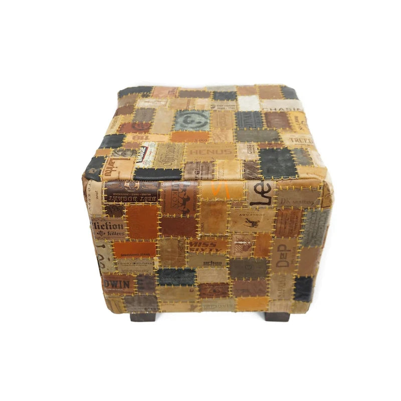 Pouf cube en cuir