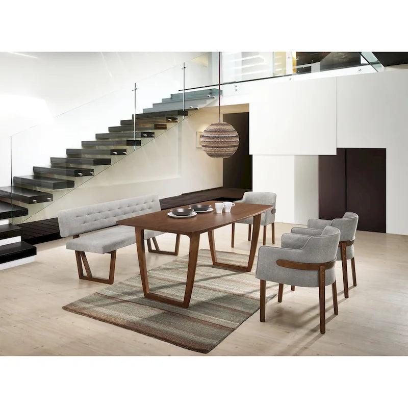 Banc de salle à manger moderne gris et noyer