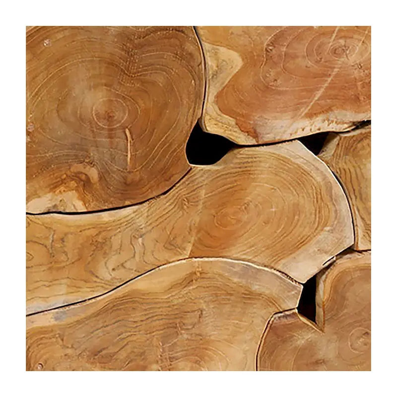 Banc rectangulaire en racine de teck massif, 55 pouces, finition naturelle