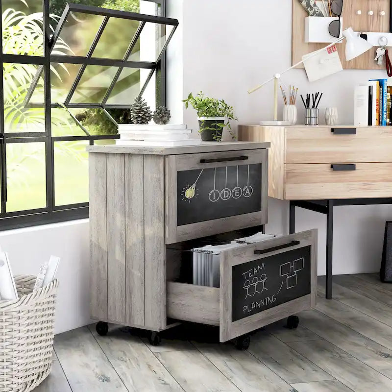 Brett Rustic Grey Oak 2-Drawer File Cabinet by Furniture of America