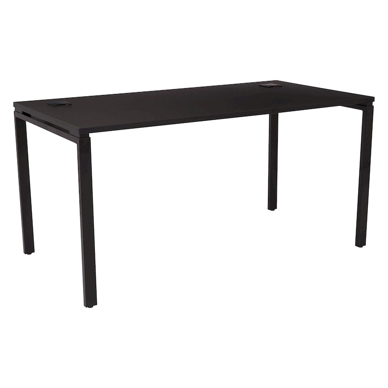 Bureau rectangulaire de 60 pouces avec cadre en acier et plateau surélevé, noir ou blanc