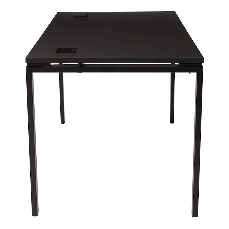 60-Inch Rectangular Writing Desk with Steel Frame and Lifted Desktop, Black or White