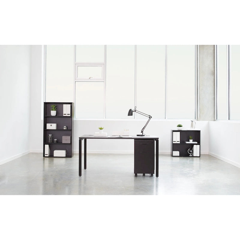 Bureau rectangulaire de 60 pouces avec cadre en acier et plateau surélevé, noir ou blanc