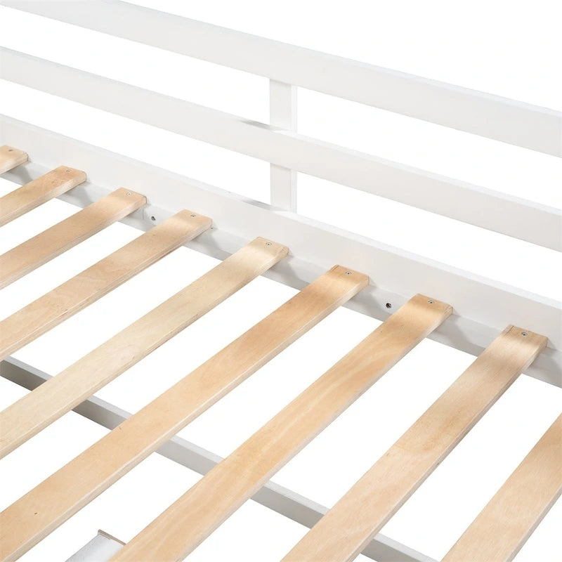 Lit mezzanine simple avec deux étagères et deux tiroirs