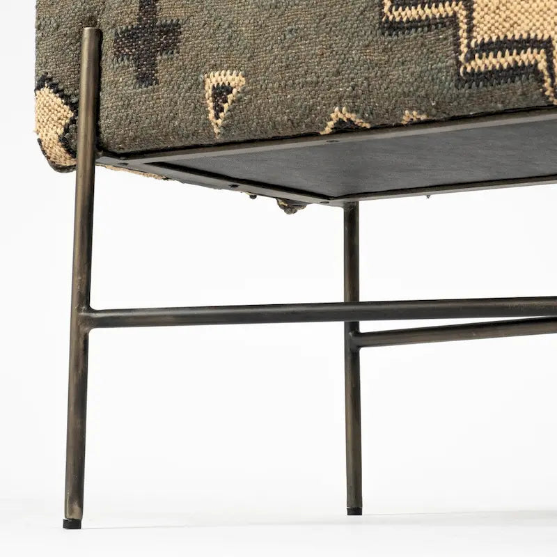 Banc d'appoint rembourré à motif olive et beige - 55L x 17P x 18H