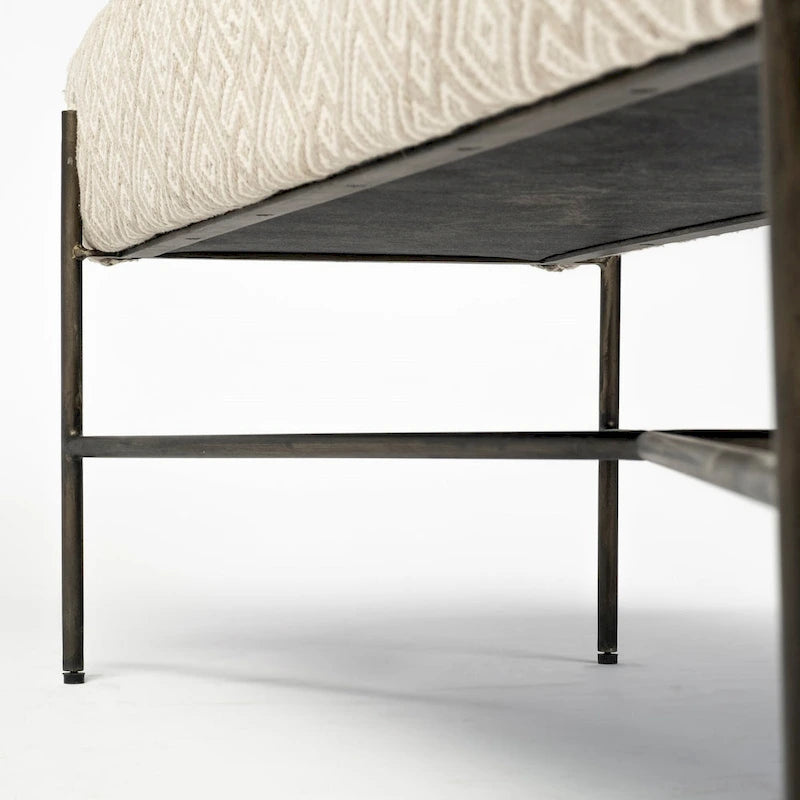 Banc d'appoint rembourré à motif olive et beige - 55L x 17P x 18H