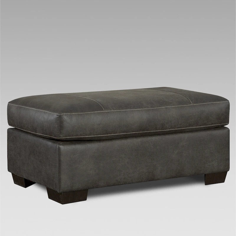 Contemporary Fabric Pillow-top Arm Chair with Ottoman in Sequoia Ash