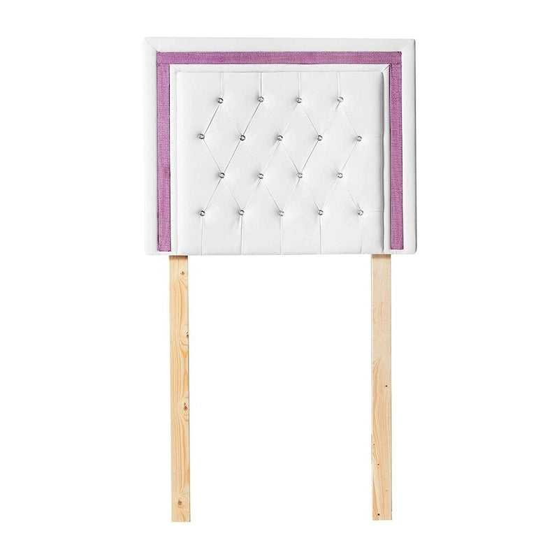 Tête de lit pour dortoir universitaire - Blanche avec bordure en cristaux violets