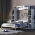 Lit escamotable Queen Size avec étagères et lumières LED