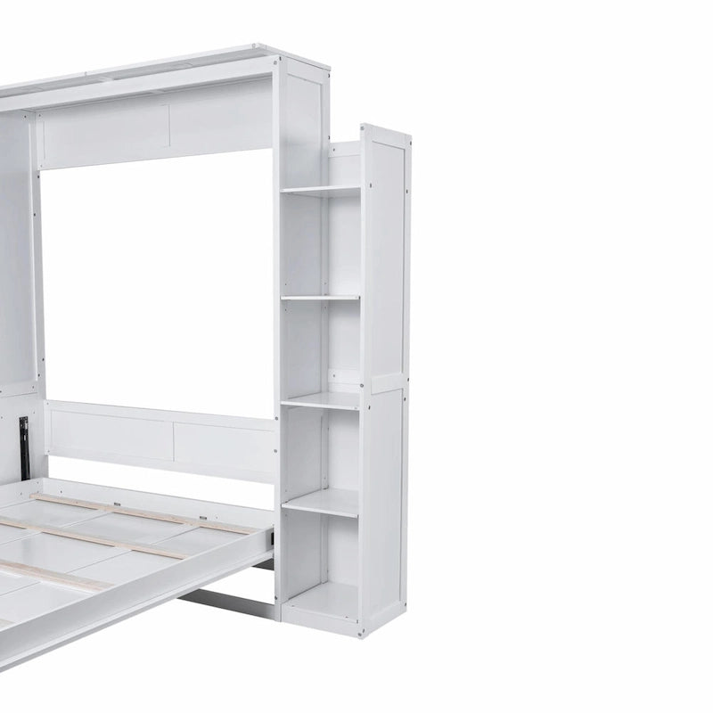 Lit escamotable Queen Size avec étagères et lumières LED