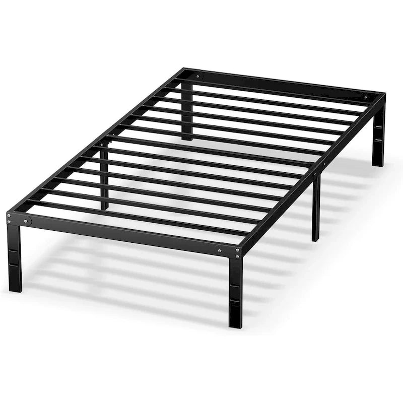 Cadre de lit, sommier métallique sans besoin de sommier tapissier, robuste avec espace de rangement, 35,5 cm de hauteur, support à lattes en acier résistant