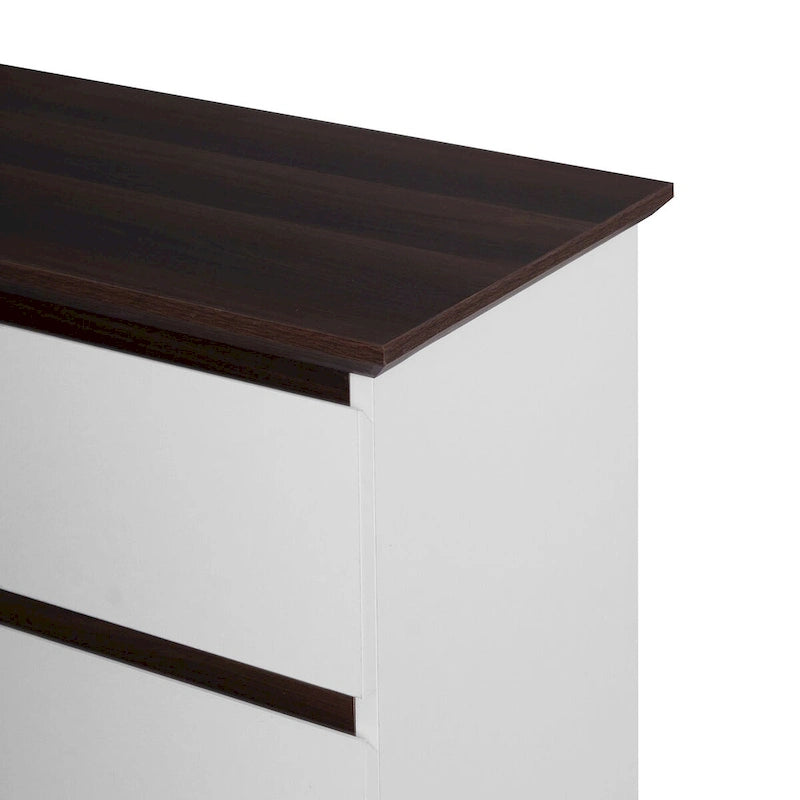 Commode avec tiroirs, commode à 5 tiroirs avec plateau couleur bois, petite commode pour chambre d'enfant, salon,