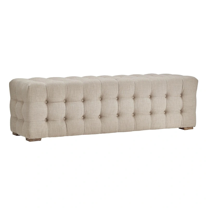 Banc capitonné en lin