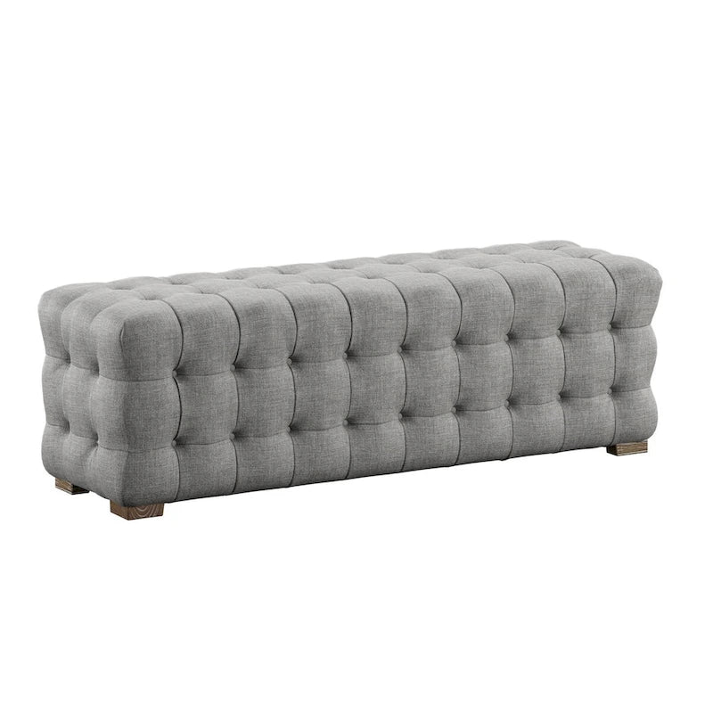 Banc capitonné en lin