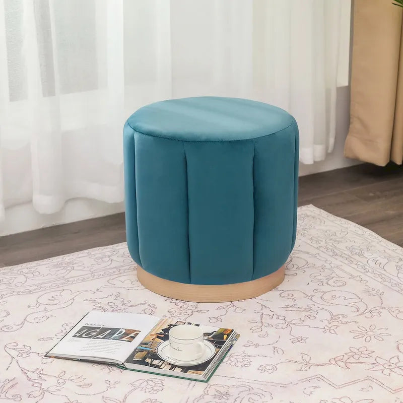 Pouf rond rembourré en flanelle pour salon