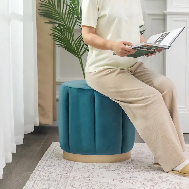 Pouf rond rembourré en flanelle pour salon