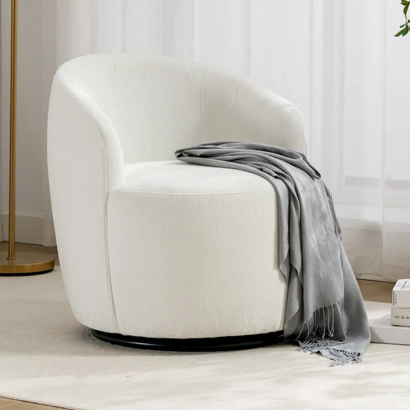 Small Swivel Accent Chair Comfy Round 360 Chenille Swivel Chair for Living Room Modern Round Accent Arm Chairs